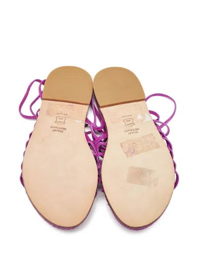 Pre-owned Stuart Weitzman  Suede Flat Sandals In Pink