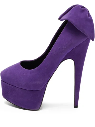Pre-owned Giuseppe Zanotti Vintage  170mm Debra Bow-detail Platform Pumps In Purple