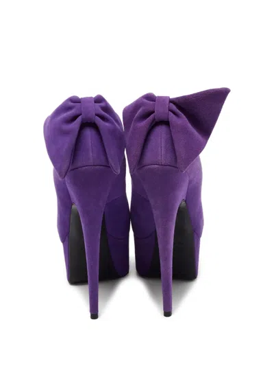 Pre-owned Giuseppe Zanotti Vintage  170mm Debra Bow-detail Platform Pumps In Purple