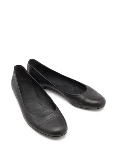 Pre-owned Gucci Ssima Ballet Flats In Black