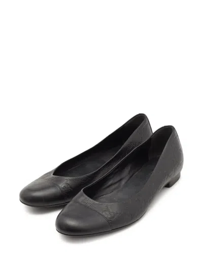 Pre-owned Gucci Ssima Ballet Flats In Black