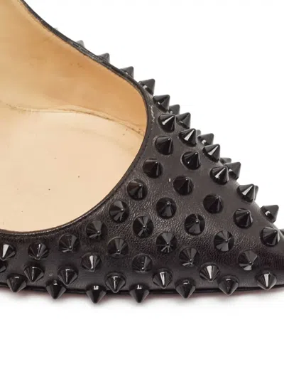 Pre-owned Christian Louboutin 100mm Spike-embellished Pointed-toe Pumps In Black
