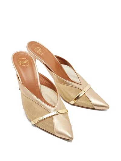 Pre-owned Malone Souliers 90mm Metallic Pointed-toe Mules