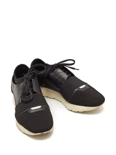 Pre-owned Balenciaga Leather Lace-up Sneakers In Black
