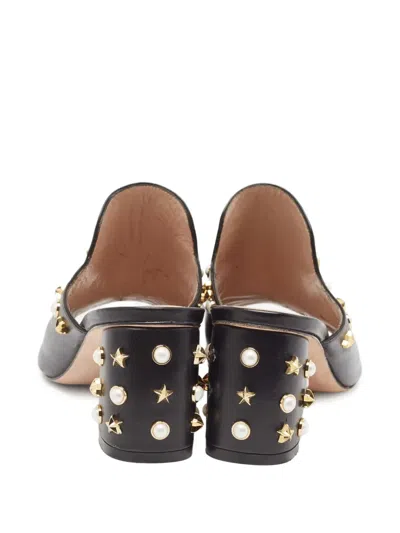 Pre-owned Stuart Weitzman 60mm Pearl-embellished Mules In Black