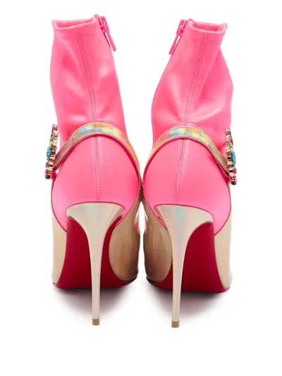 Pre-owned Christian Louboutin 105mm Jessie Ankle Boots In Pink