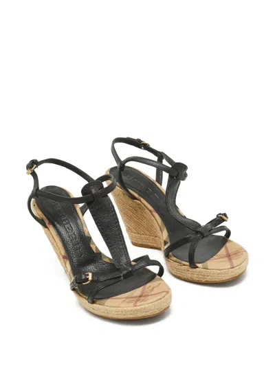 Pre-owned Burberry 110mm Strappy Wedge Sandals