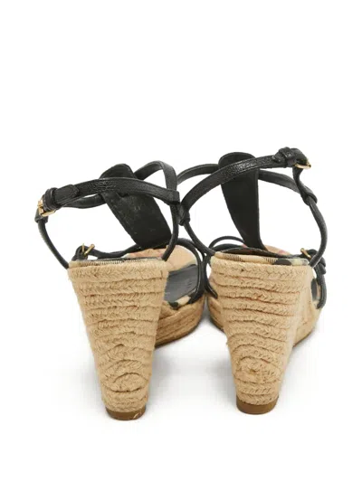 Pre-owned Burberry 110mm Strappy Wedge Sandals