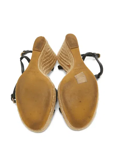 Pre-owned Burberry 110mm Strappy Wedge Sandals