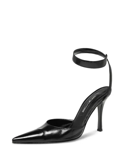 Pre-owned Sergio Rossi Vintage 100mm D'orsay Pumps In Black