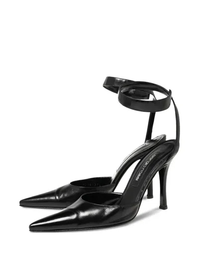 Pre-owned Sergio Rossi Vintage 100mm D'orsay Pumps In Black