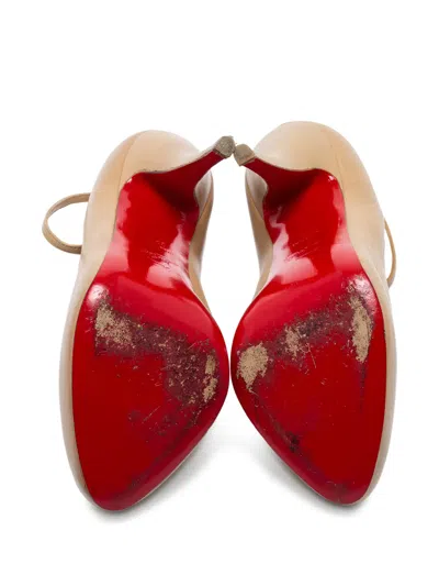 Pre-owned Christian Louboutin 120mm Ankle-strap Pumps In Neutral