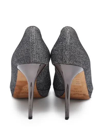Pre-owned Jimmy Choo 110mm Peep-toe Pumps In Silver