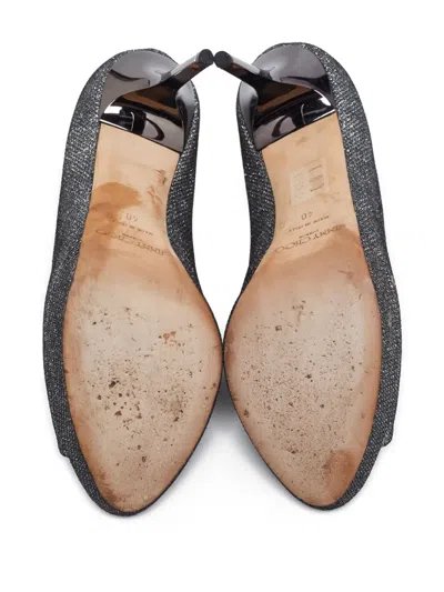 Pre-owned Jimmy Choo 110mm Peep-toe Pumps In Silver