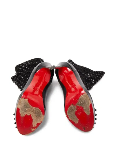 Pre-owned Christian Louboutin 100mm Spike-studded Boots In Black