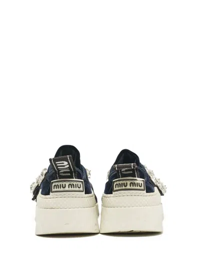 Pre-owned Miu Miu Rhinestone-embellished Sneakers