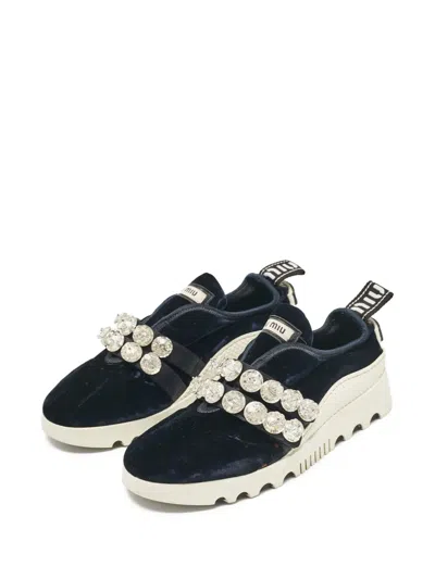Pre-owned Miu Miu Rhinestone-embellished Sneakers