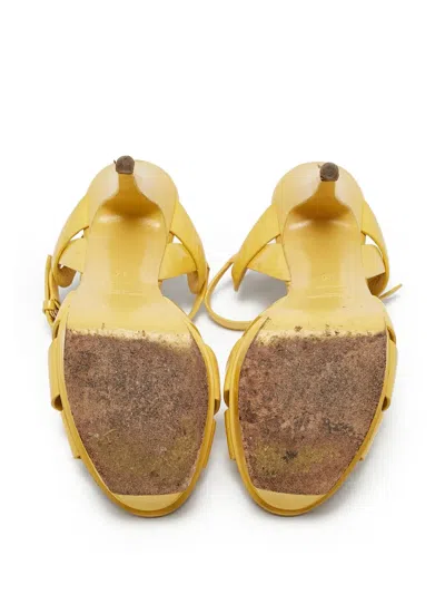 Pre-owned Saint Laurent 130mm Tribute Sandals In Yellow