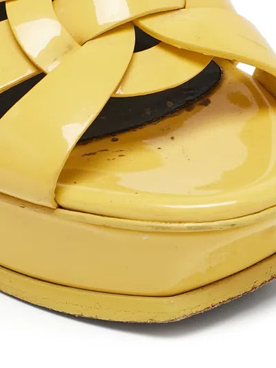Pre-owned Saint Laurent 130mm Tribute Sandals In Yellow