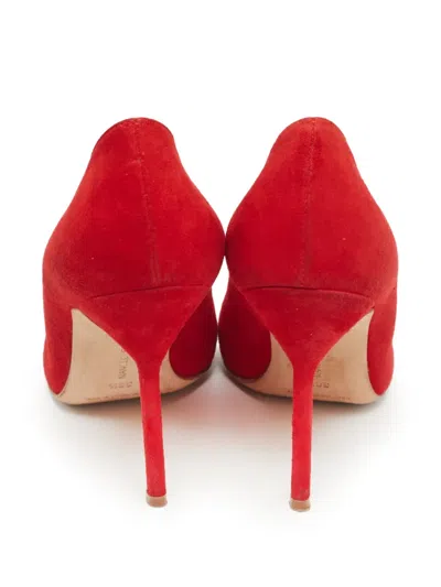 Pre-owned Manolo Blahnik  100mm Suede Pointed-toe Pumps In Red