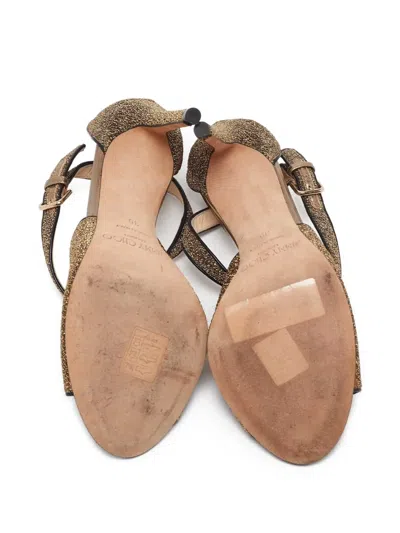 Pre-owned Jimmy Choo 100mm Emily Sandals In Gold
