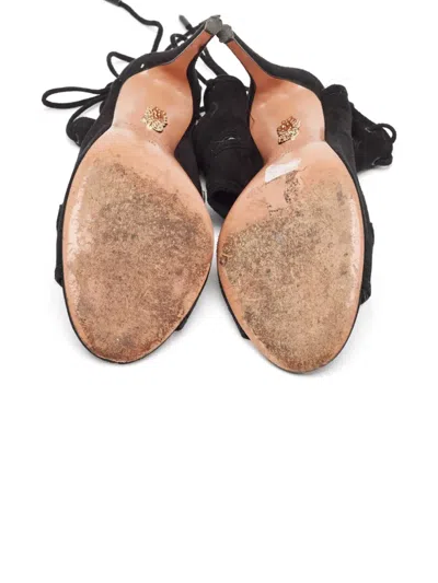 Pre-owned Aquazzura 100mm Suede Sandals In Black