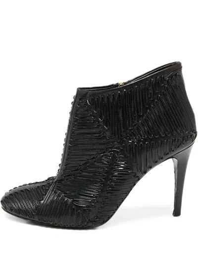 Pre-owned Roberto Cavalli Vintage 110mm Textured Patent-leather Ankle Boots