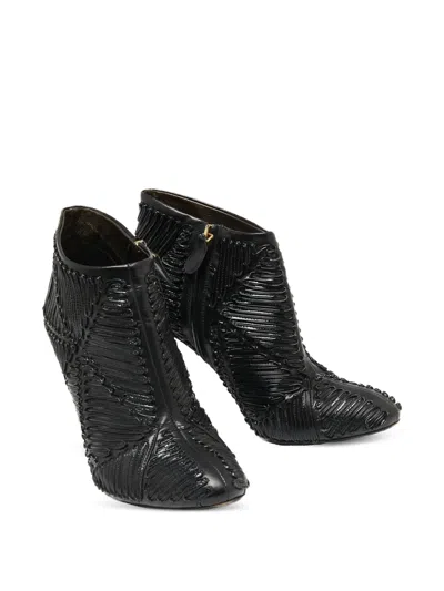 Pre-owned Roberto Cavalli Vintage 110mm Textured Patent-leather Ankle Boots