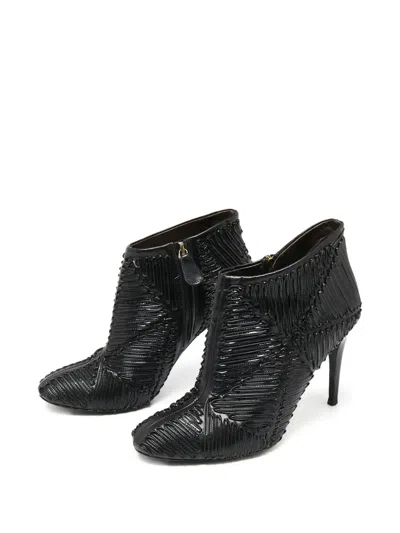 Pre-owned Roberto Cavalli Vintage 110mm Textured Patent-leather Ankle Boots