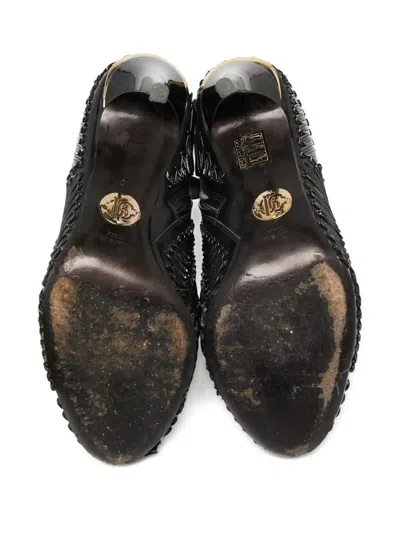 Pre-owned Roberto Cavalli Vintage 110mm Textured Patent-leather Ankle Boots