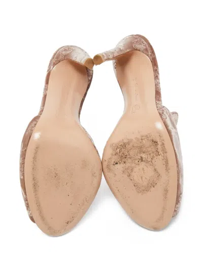 Pre-owned Gianvito Rossi  110mm Peep-toe Mules In Neutral