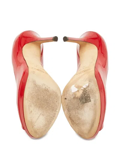 Pre-owned Jimmy Choo 120mm Peep-toe Platform Pumps In Red