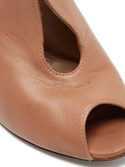Pre-owned Gianvito Rossi  105mm Vamp Peep-toe Leather Ankle Boots