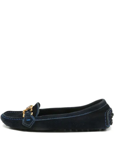 Pre-owned Louis Vuitton Oxford Suede Loafers In Blue