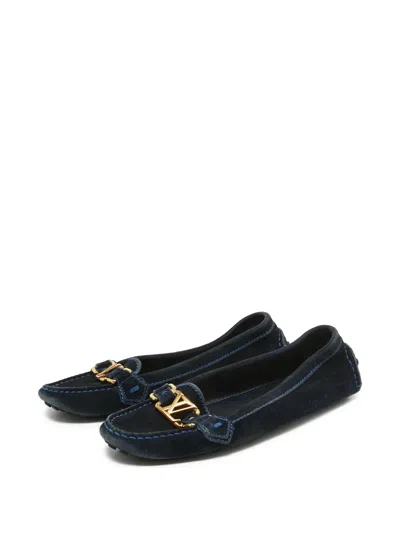 Pre-owned Louis Vuitton Oxford Suede Loafers In Blue