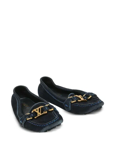 Pre-owned Louis Vuitton Oxford Suede Loafers In Blue