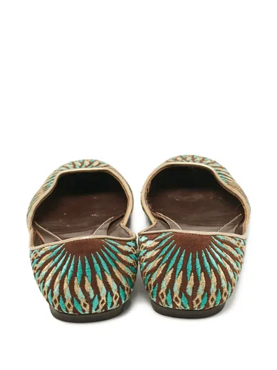 Pre-owned Valentino Garavani Lurex-detail Ballerina Flats In Green