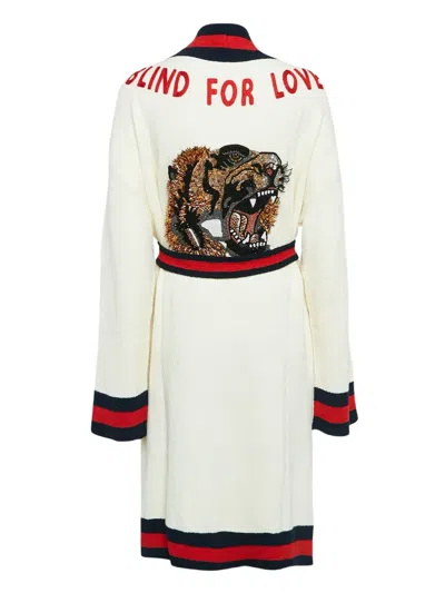 Pre-owned Gucci Belted Long Cardigan In White