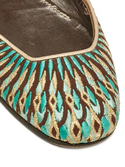Pre-owned Valentino Garavani Lurex-detail Ballerina Flats In Green