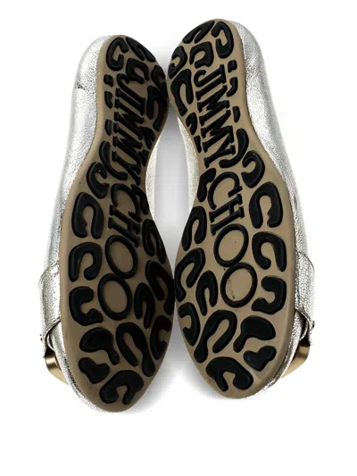 Pre-owned Jimmy Choo Metallic Leather Ballet Flats In Silver