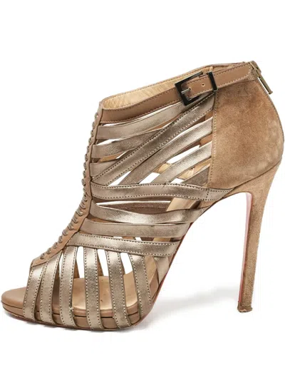 Pre-owned Christian Louboutin Karina Strappy Peep-toe High-heeled Boots