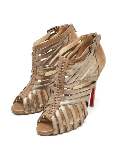 Pre-owned Christian Louboutin Karina Strappy Peep-toe High-heeled Boots