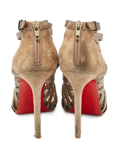 Pre-owned Christian Louboutin Karina Strappy Peep-toe High-heeled Boots