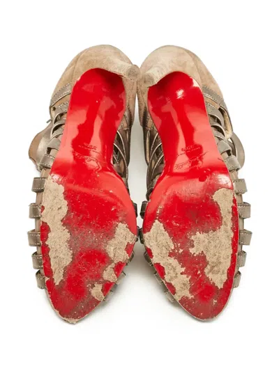 Pre-owned Christian Louboutin Karina Strappy Peep-toe High-heeled Boots