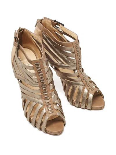 Pre-owned Christian Louboutin Karina Strappy Peep-toe High-heeled Boots