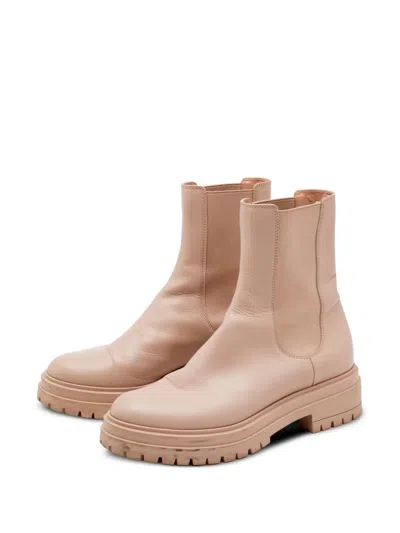 Pre-owned Gianvito Rossi Montey Chunky Sole Chelsea Boots In Neutral