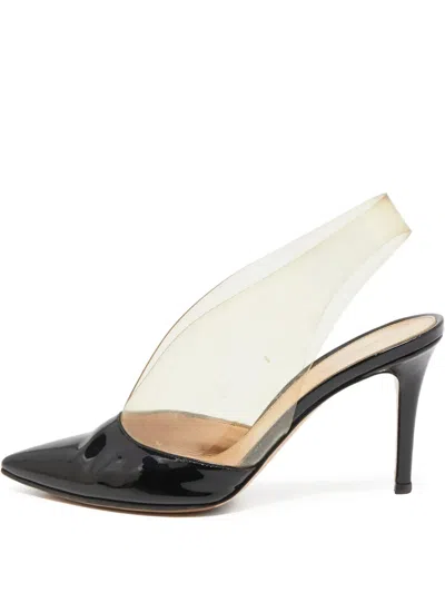 Pre-owned Gianvito Rossi  90mm Nicole Transparent-panel Slingback Pumps In Black
