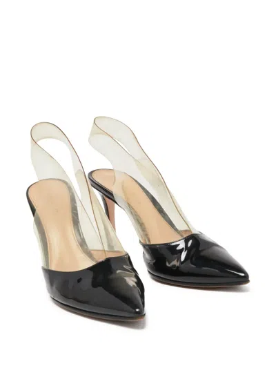 Pre-owned Gianvito Rossi  90mm Nicole Transparent-panel Slingback Pumps In Black