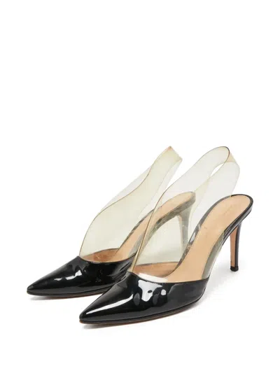 Pre-owned Gianvito Rossi  90mm Nicole Transparent-panel Slingback Pumps In Black
