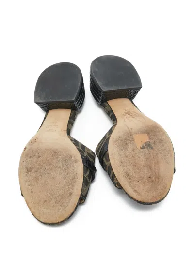 Pre-owned Fendi 45mm Zucca Mules In Brown